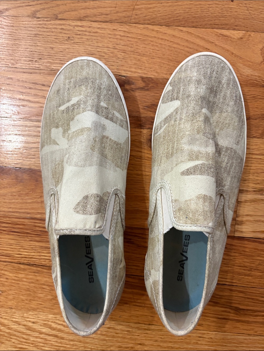 SeaVees Canvas Slip-Ons in Tan and Cream Camo